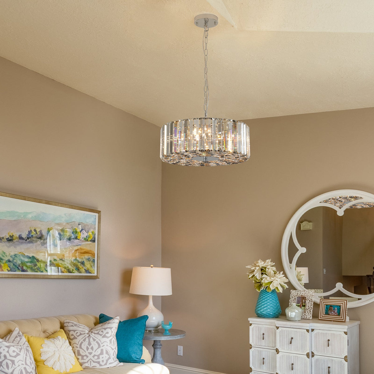 Modern Crystal Chandelier for Living-Room Round Cristal Lamp