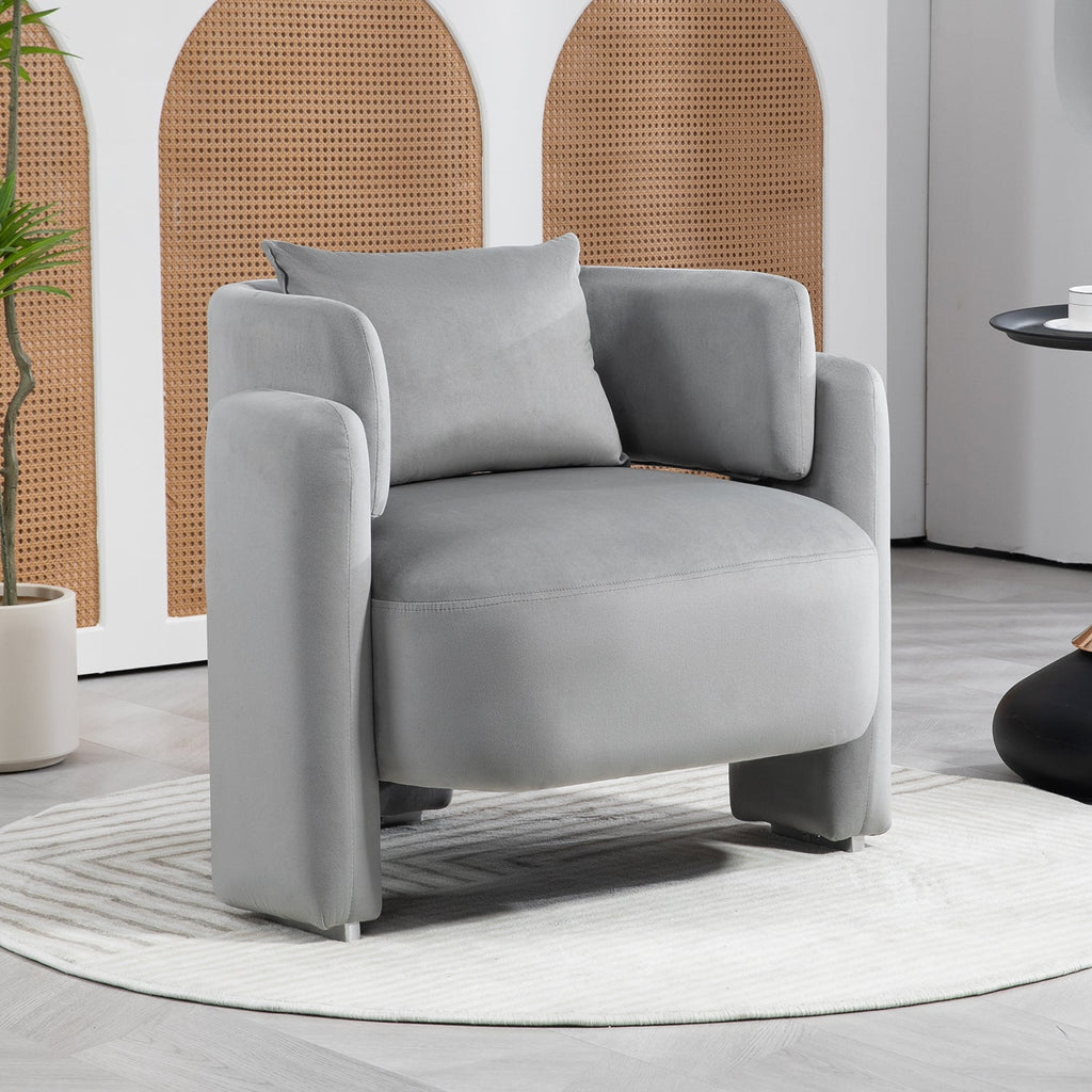 Modern design velvet lounge chair with pillows