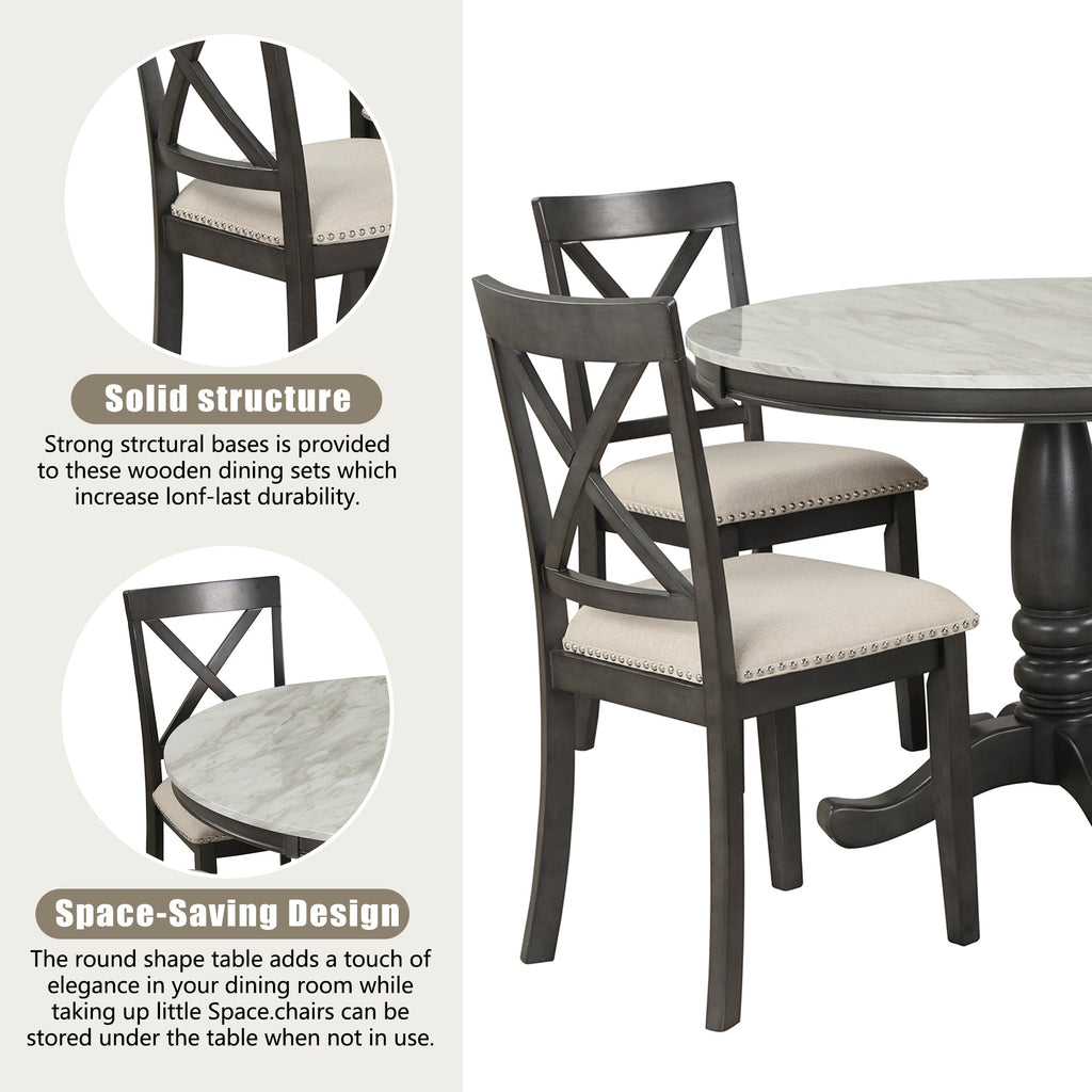 5 Pieces Dining Table and Chairs Set for 4