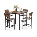 5 Pieces Dining Table Set with Counter Height Table and 4 Bar Stools