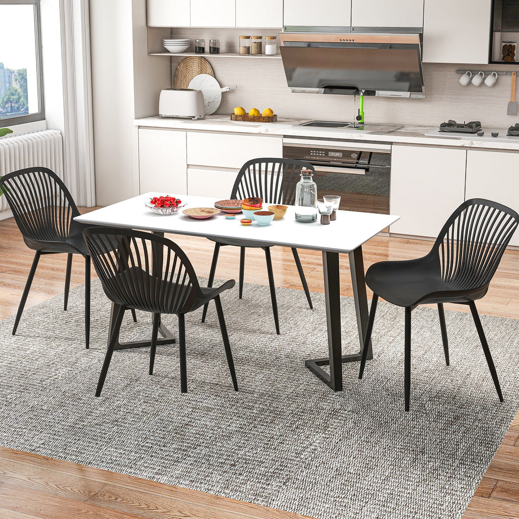 Modern Chairs with Metal Legs Cutout Backrest Curved Seat