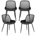 Modern Chairs with Metal Legs Cutout Backrest Curved Seat