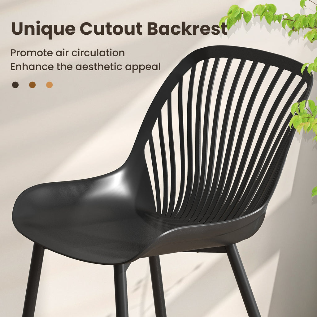 Modern Chairs with Metal Legs Cutout Backrest Curved Seat