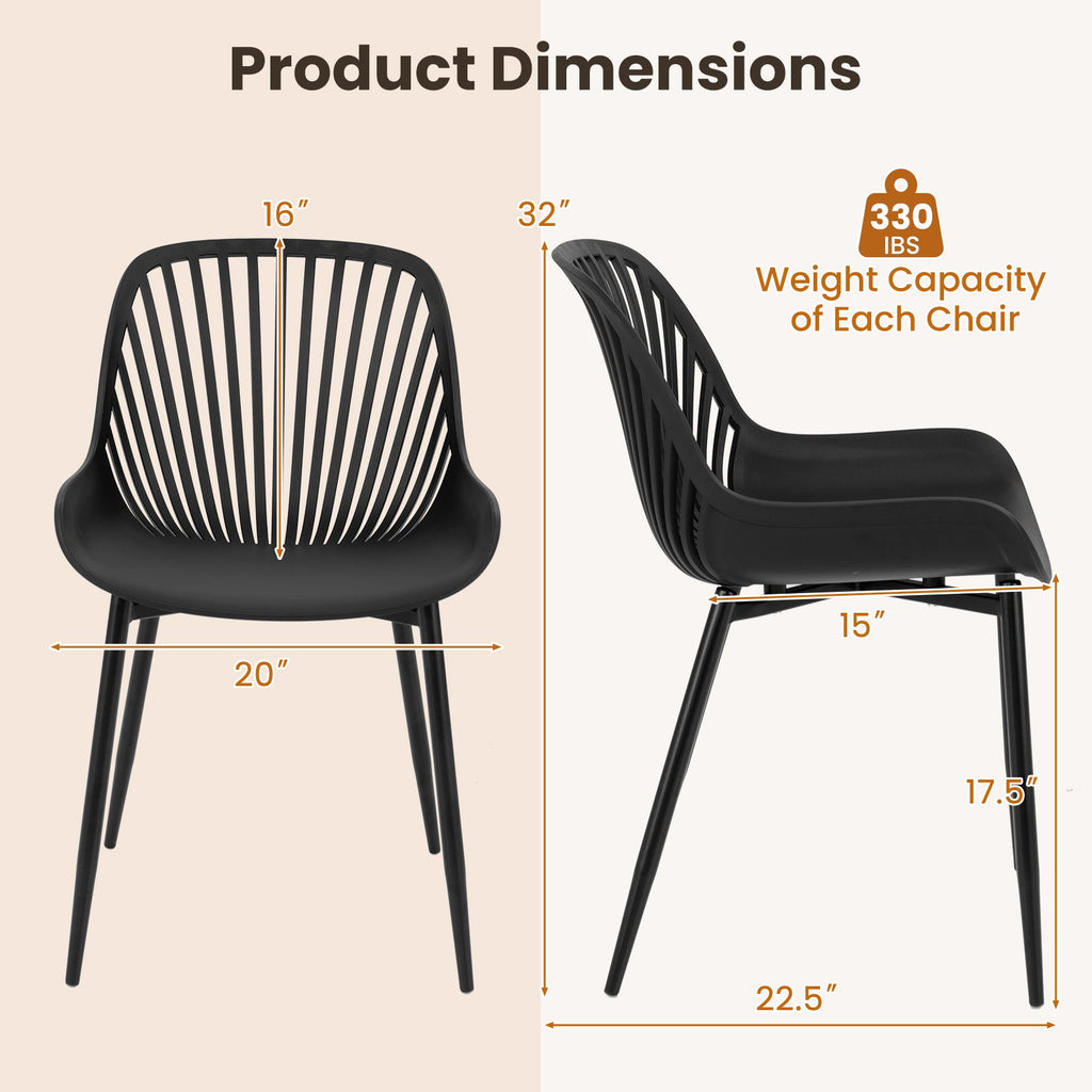 Modern Chairs with Metal Legs Cutout Backrest Curved Seat