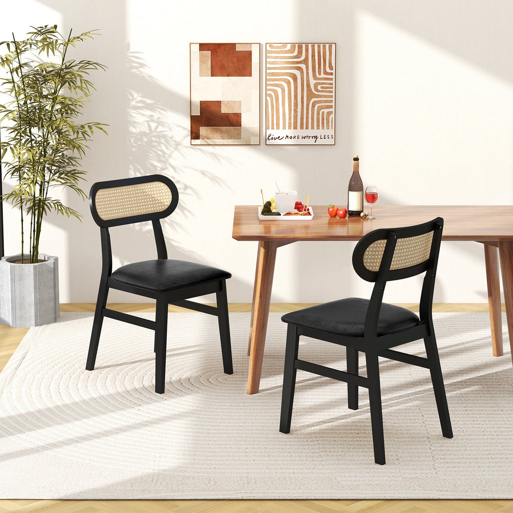Indoor Mid Century Wood Dining Chairs Set of 2 for Dining Room