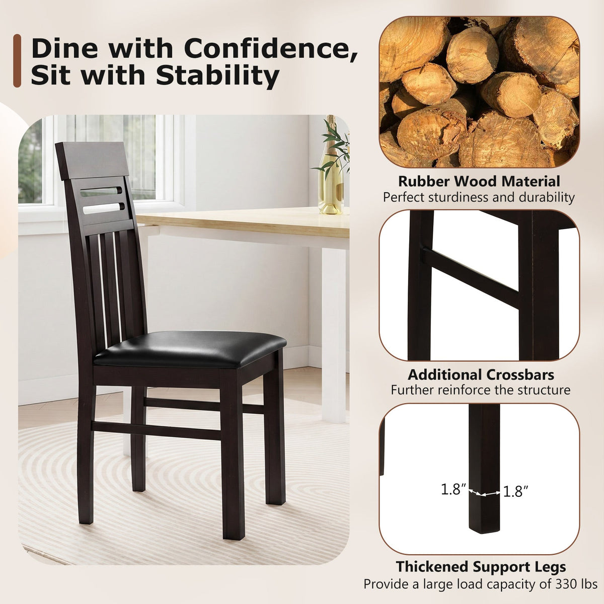 Dining Chairs High Back Dining Room Chairs Set of 2