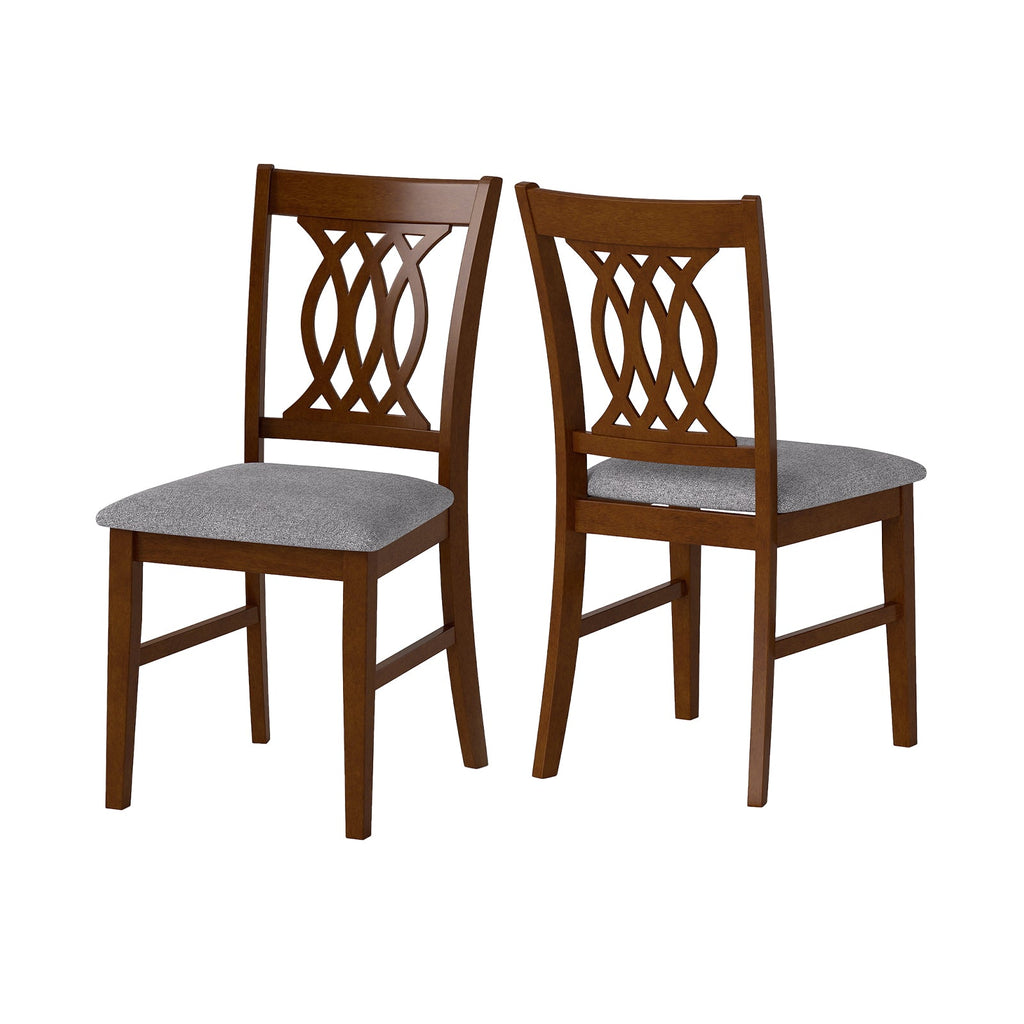 Set of 2 Dining Room Chairs with Padded Seat - Walnut