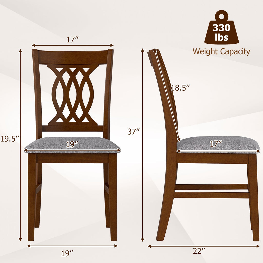 Set of 2 Dining Room Chairs with Padded Seat - Walnut
