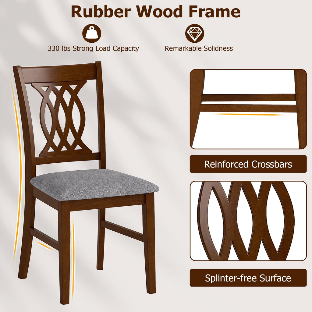 Set of 2 Dining Room Chairs with Padded Seat - Walnut
