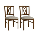 Set of 2 Rubber Wood Dining Chairs with Hollowed Backrest-Walnut