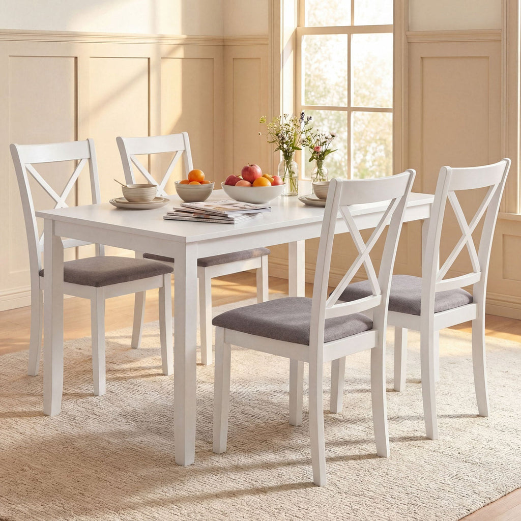 2 Rubber Wood Dining Room Chairs with Comfortable Backrest and Padded Seat