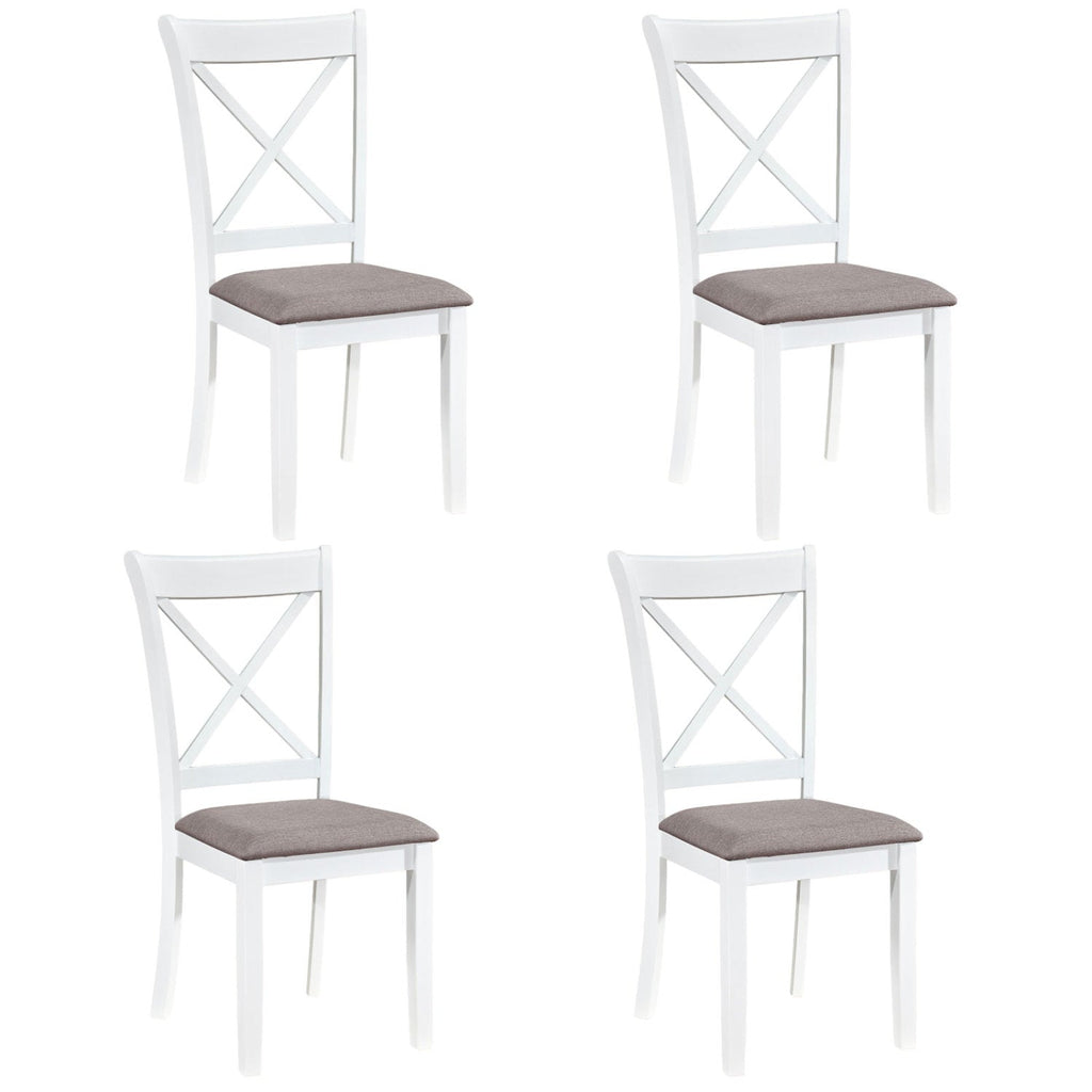 Set of 4 Rubber Wood Dining Room Chairs with Comfortable Backrest and Padded Seat