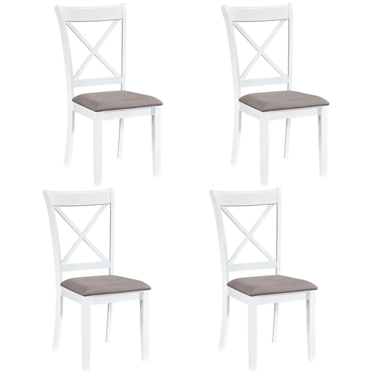 Set of 4 Rubber Wood Dining Room Chairs with Comfortable Backrest and Padded Seat