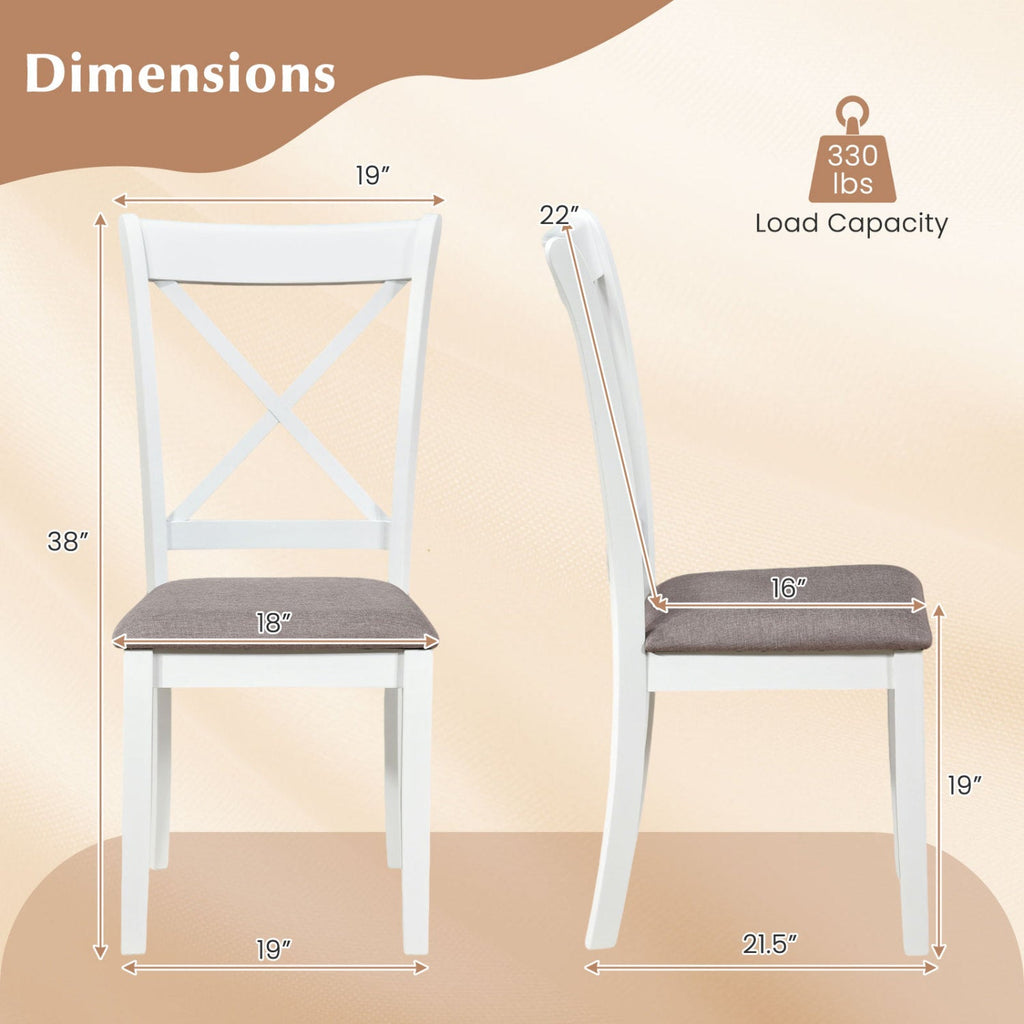 Set of 4 Rubber Wood Dining Room Chairs with Comfortable Backrest and Padded Seat