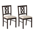 Dining Room Chairs Set of 2 Rubber Wood Dining Chairs with Hollowed Backrest-Brown