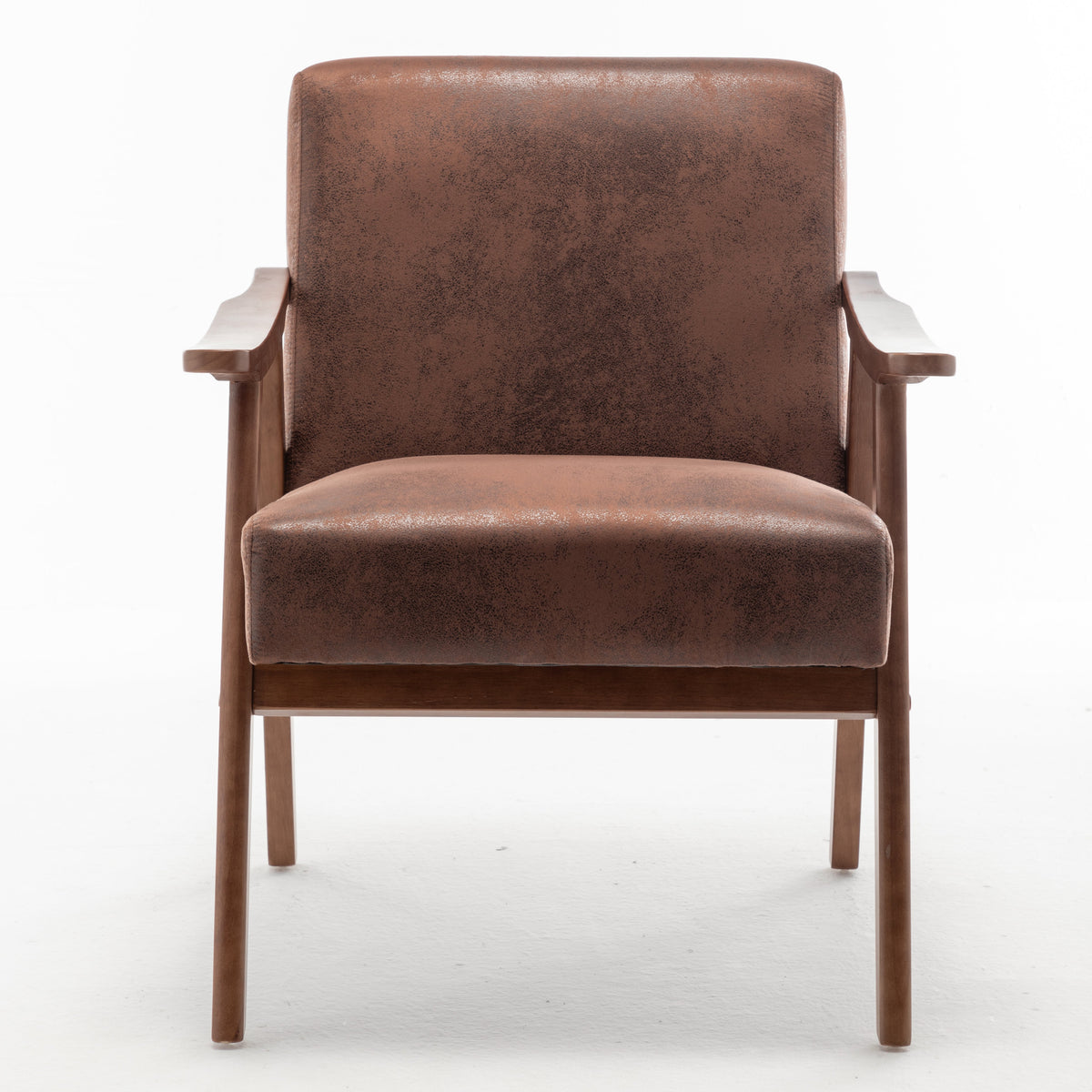 Medieval modern chair, solid wood frame accent chair with ultra thick backrest