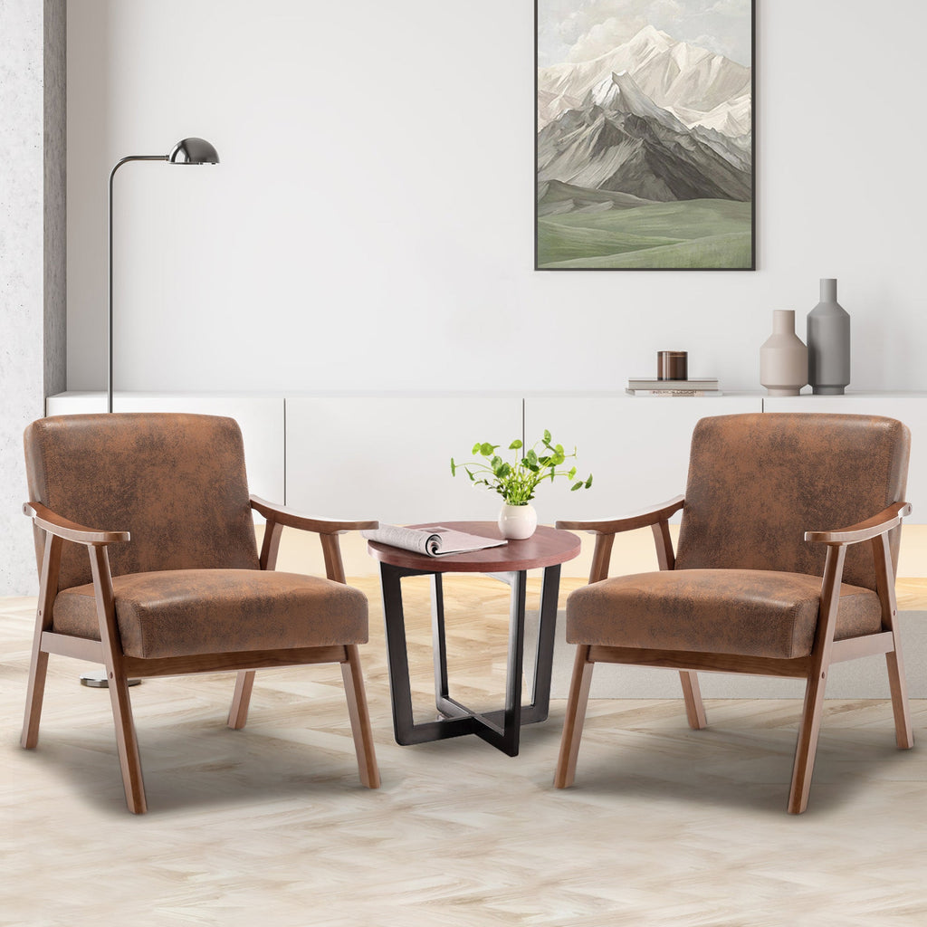 Medieval modern chair, solid wood frame accent chair with ultra thick backrest