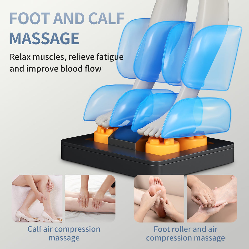 Full body deep tissue massage chair, foot massage, 8 fixed massage rollers, touch screen