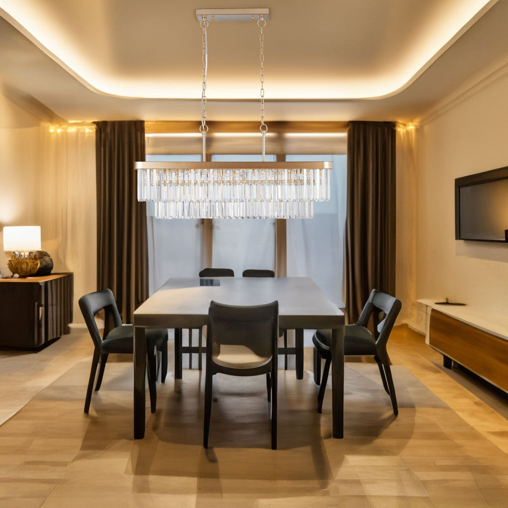 Chandeliers, Rectangular Crystal Chandelier Adjustable