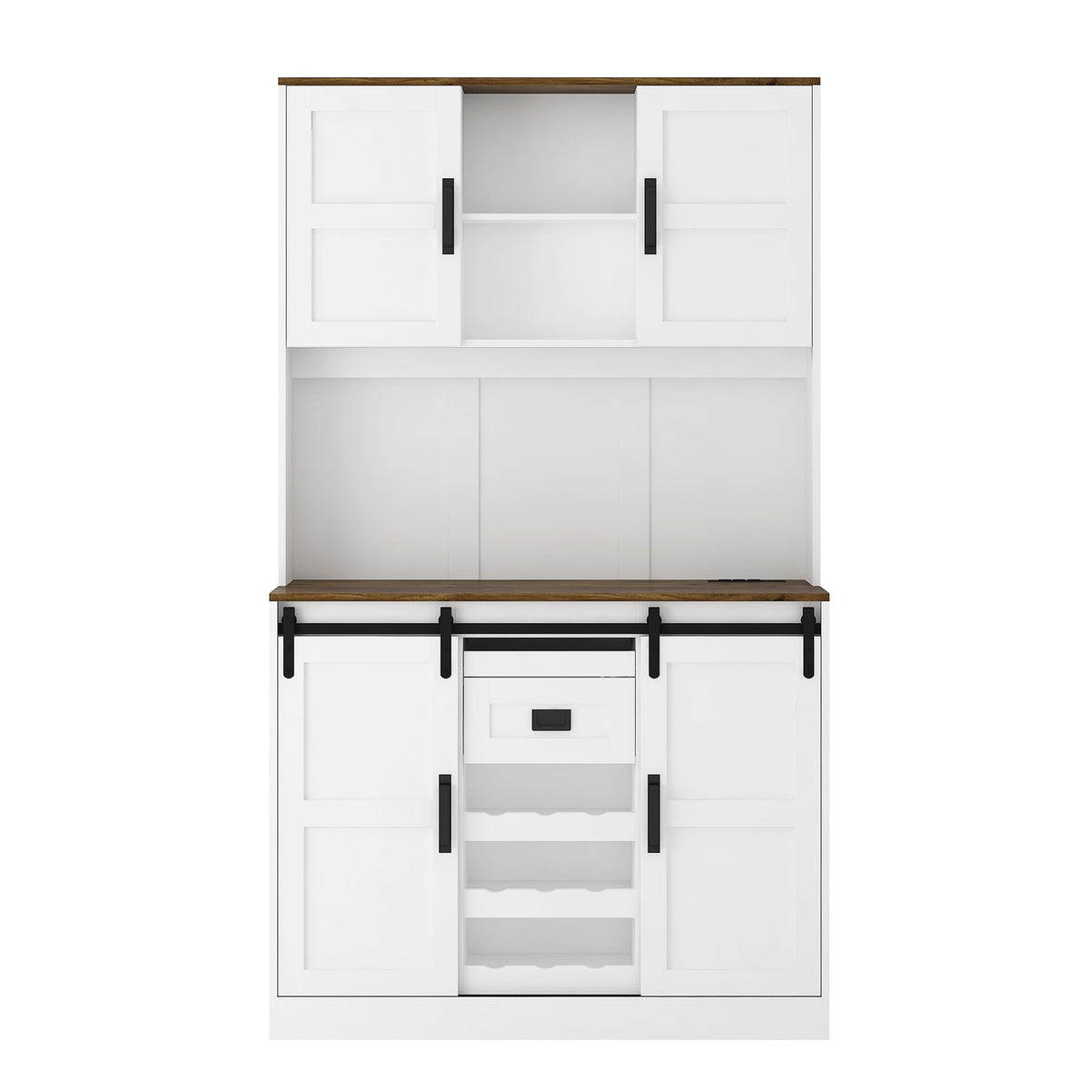 Farmhouse Bar Cabinet with Sliding Barn Door, Large Kitchen Buffet