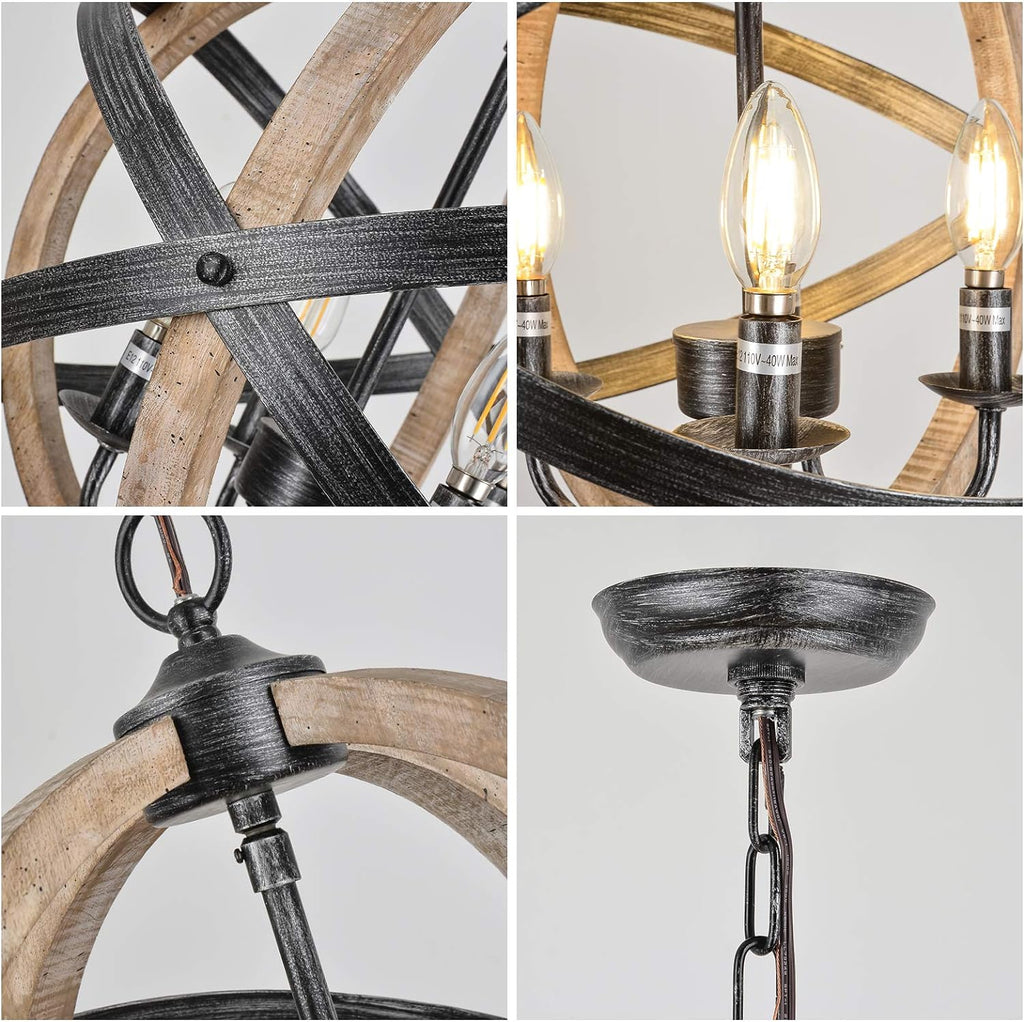 Farmhouse Chandelier Light Fixtures 4-Light Dining Room Light