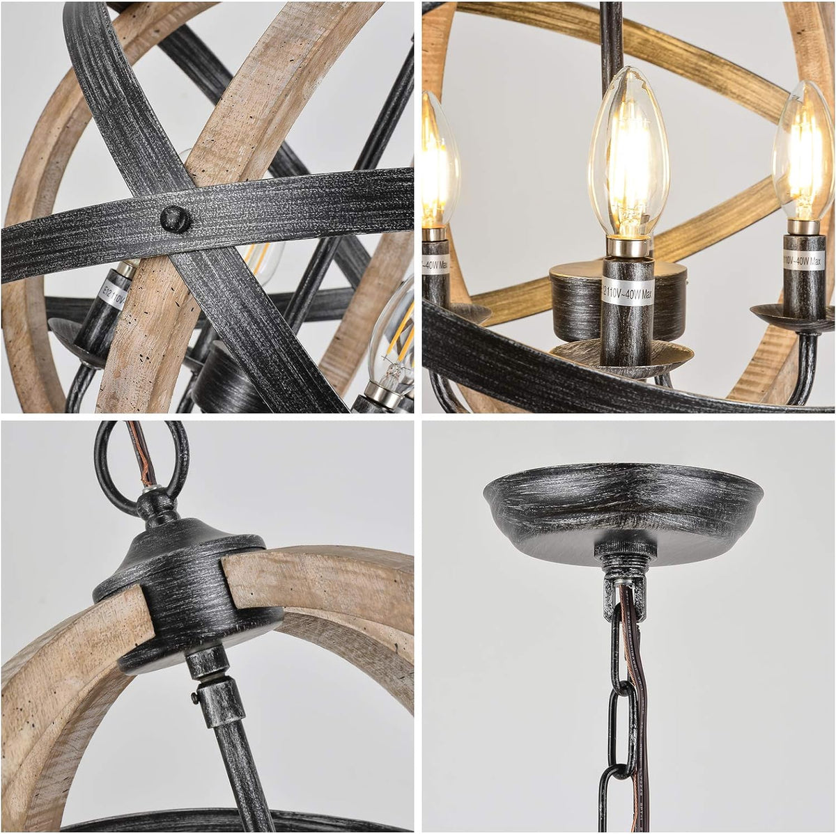 Farmhouse Chandelier Light Fixtures 4-Light Dining Room Light