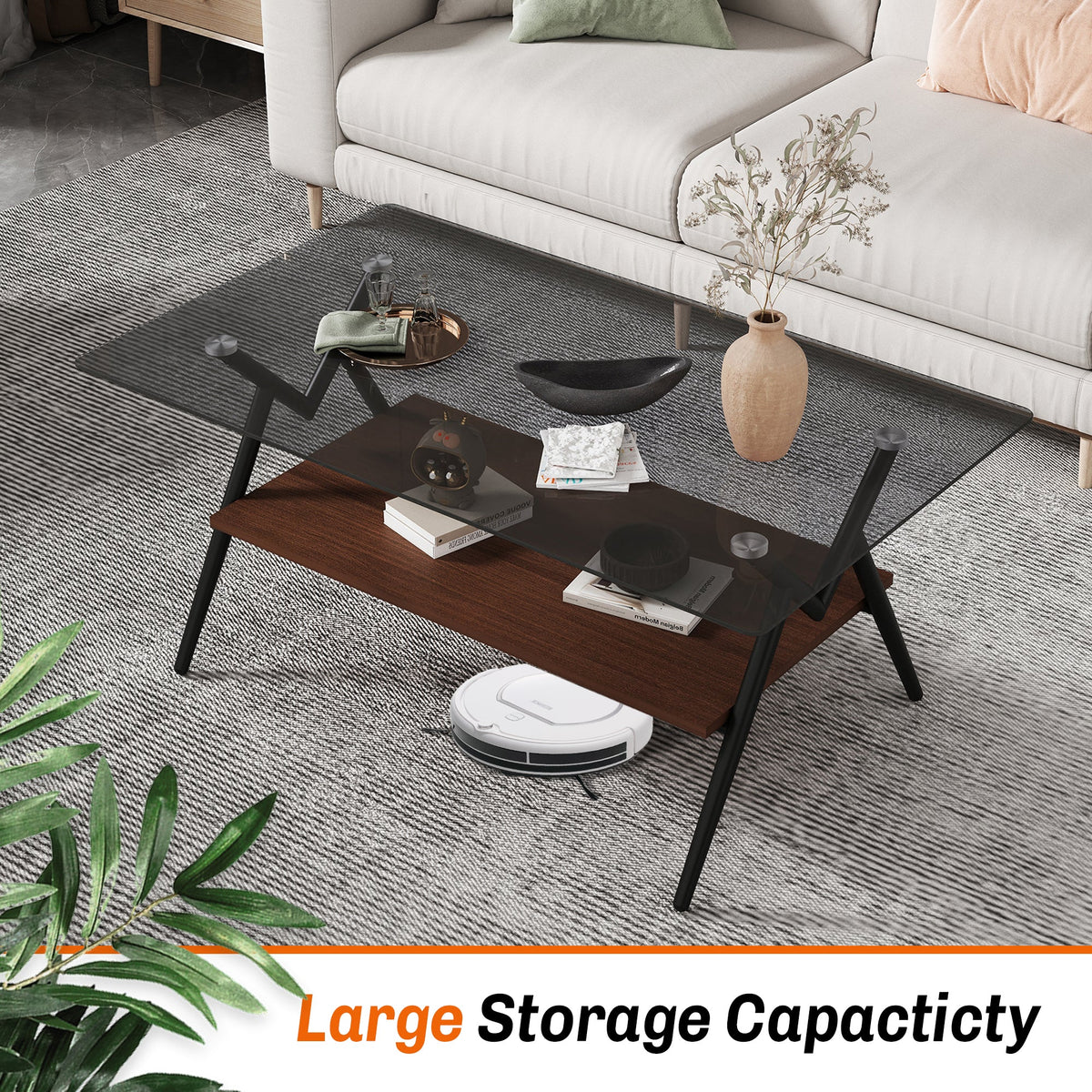 Rectangle Coffee Table with Tempered Glass top