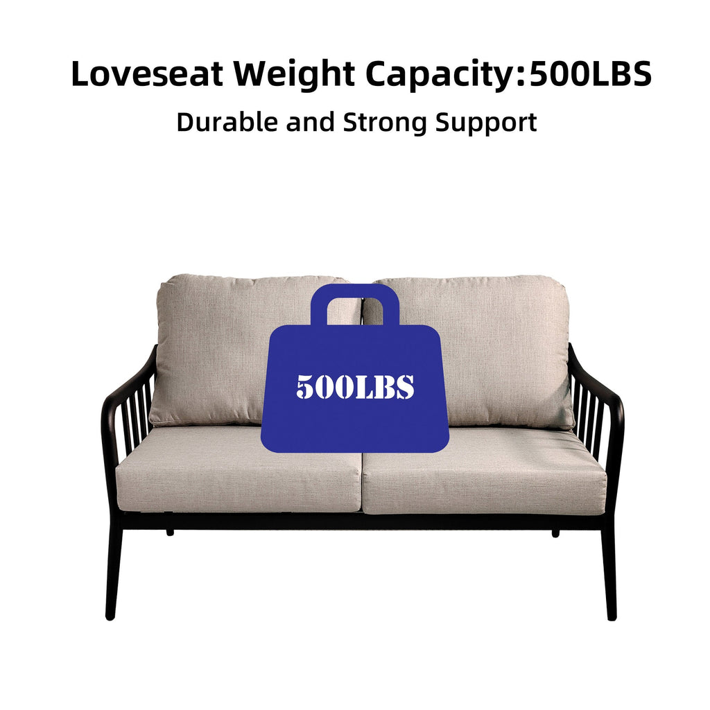 2PC Aluminum Patio Loveseat Sofa Set