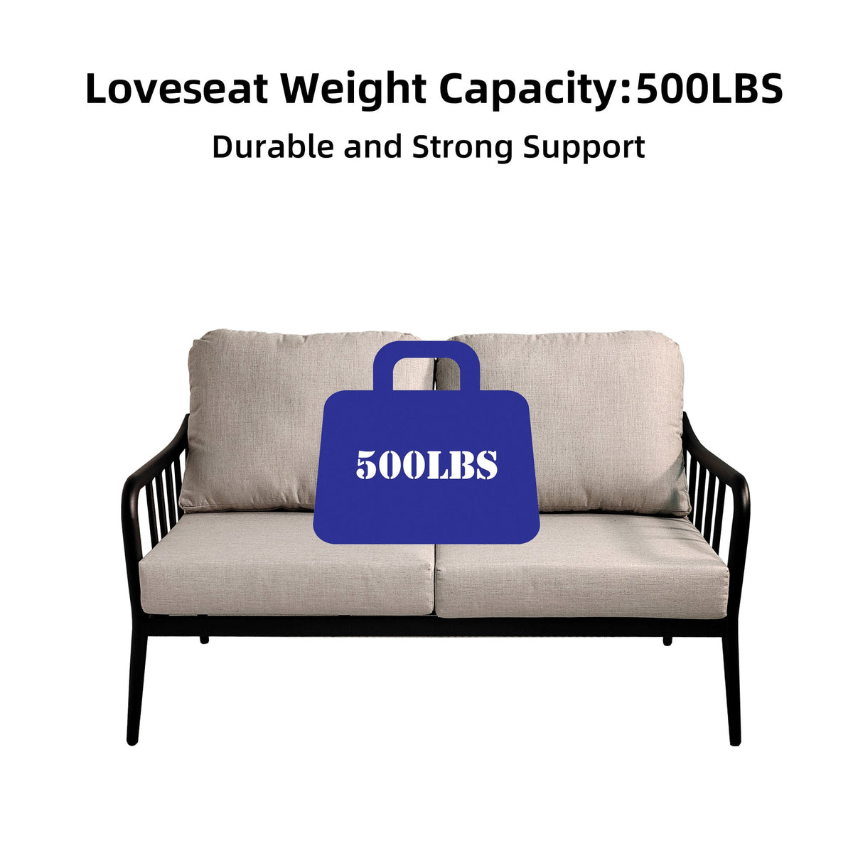 2PC Aluminum Patio Loveseat Sofa Set