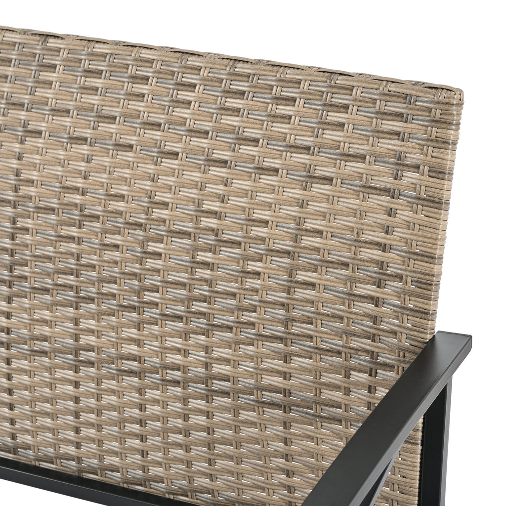 Patio Furniture, Four Set Wicker Furniture With Black Metal Table
