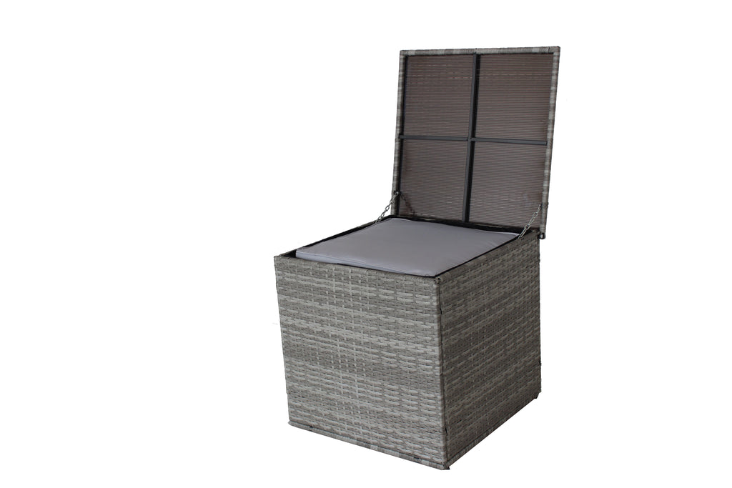 4 Piece Patio Sectional Wicker Rattan Sofa Set with Storage Box Grey