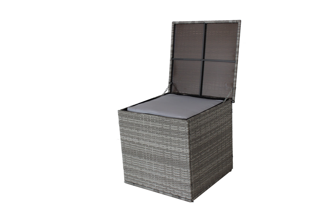 4 Piece Patio Sectional Wicker Rattan Sofa Set with Storage Box Grey