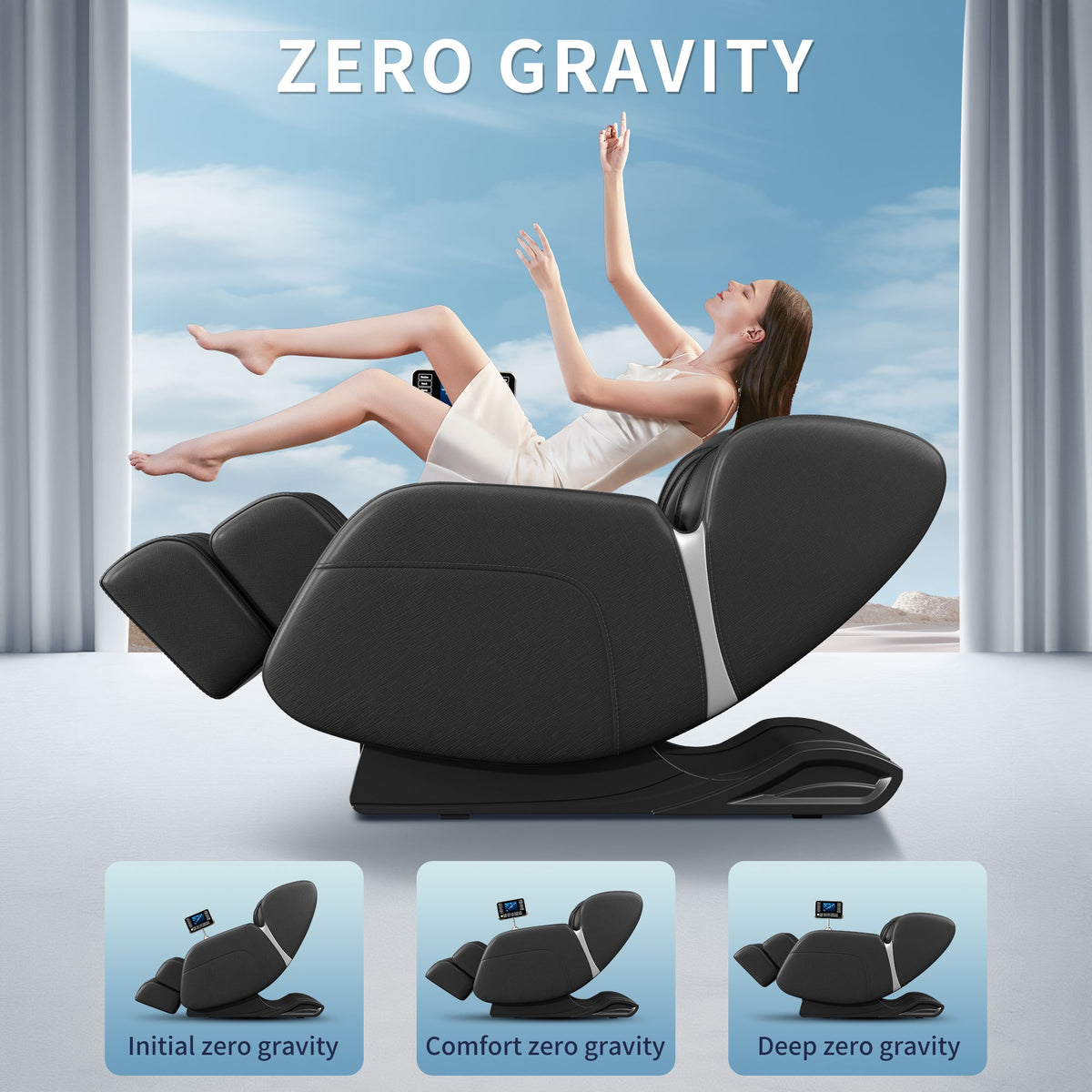 Full body deep tissue massage chair, foot massage, 8 fixed massage rollers, touch screen