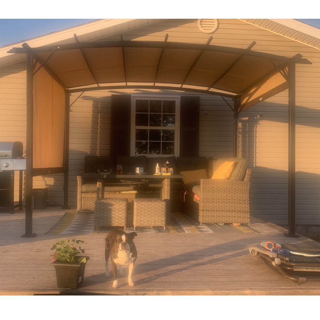 12 x 9 Ft Outdoor Pergola Patio Gazebo, Retractable Shade Canopy, Steel Frame