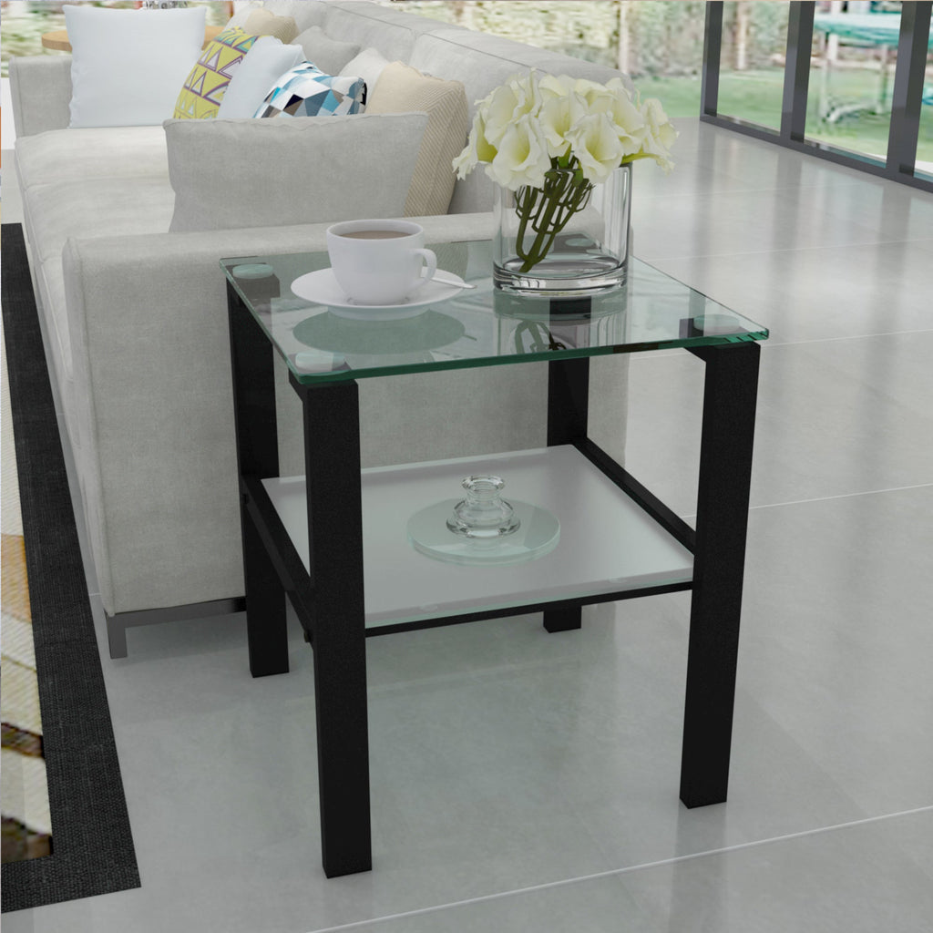 Glass two layer tea table