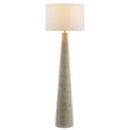 Carved Ribbed Wood Floor Lamp with Drum Shade