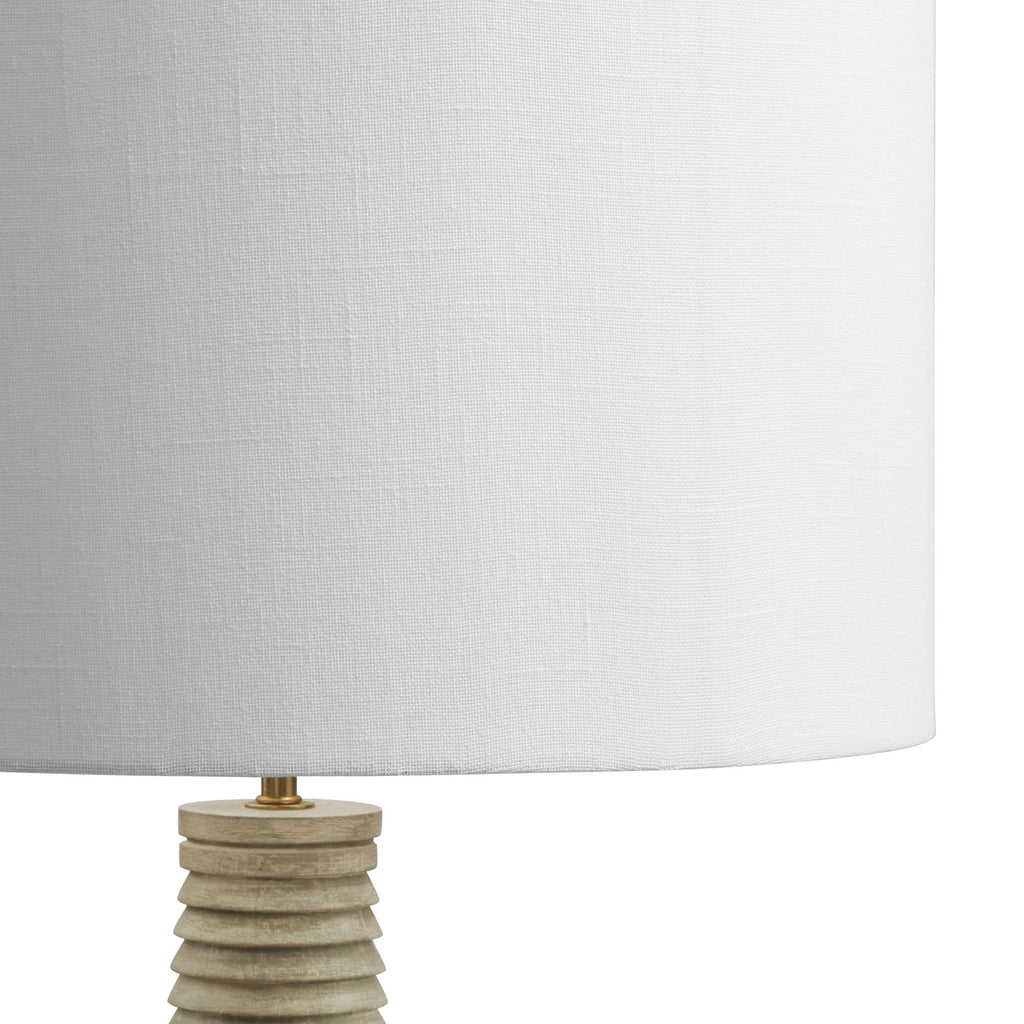 Carved Ribbed Wood Floor Lamp with Drum Shade