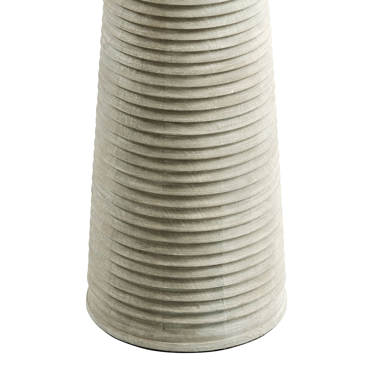 Carved Ribbed Wood Floor Lamp with Drum Shade