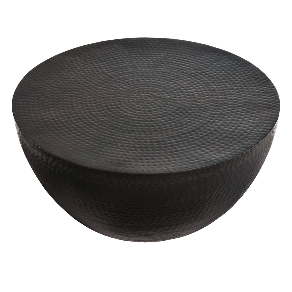 32 Inch Metal Hammered Coffee Table