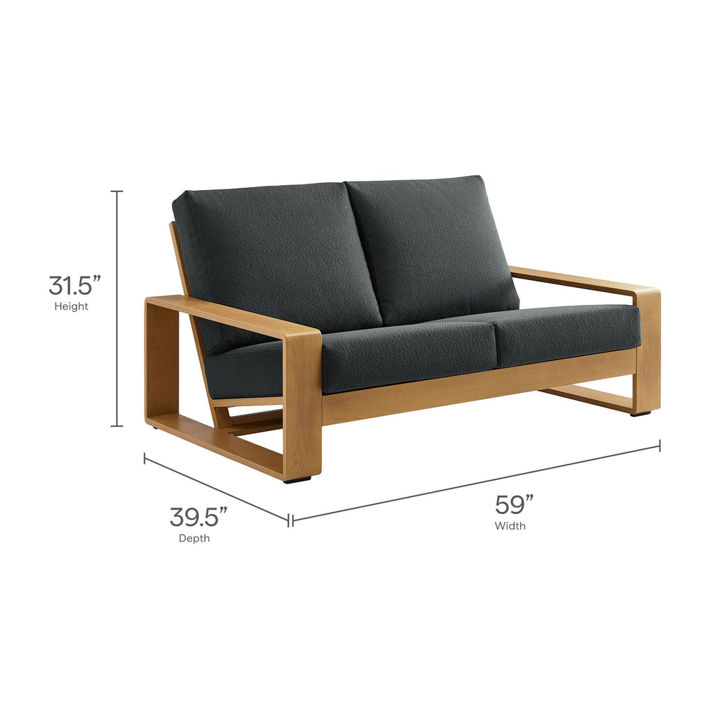 4-Piece Outdoor Patio Aluminum Faux Wood Furniture Set