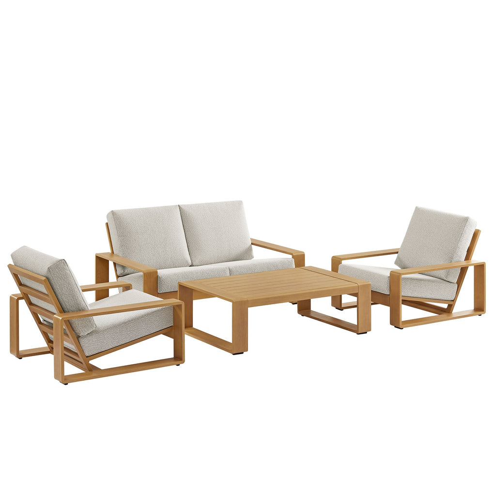 4-Piece Outdoor Patio Aluminum Faux Wood Furniture Set