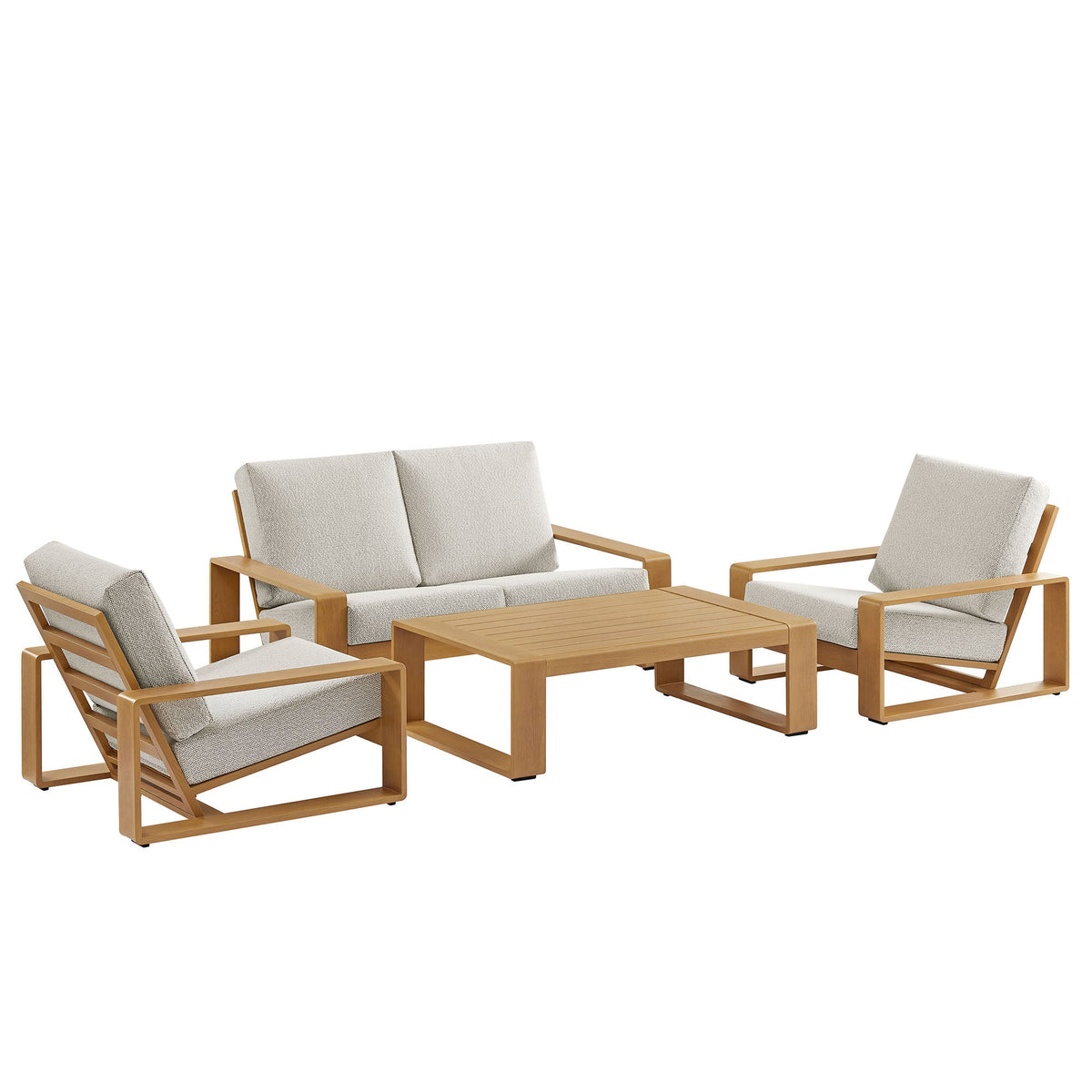4-Piece Outdoor Patio Aluminum Faux Wood Furniture Set