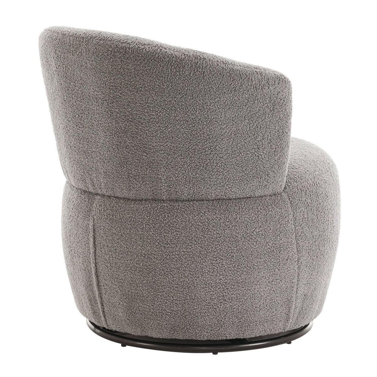 Grey Plush Swivel Accent Chair