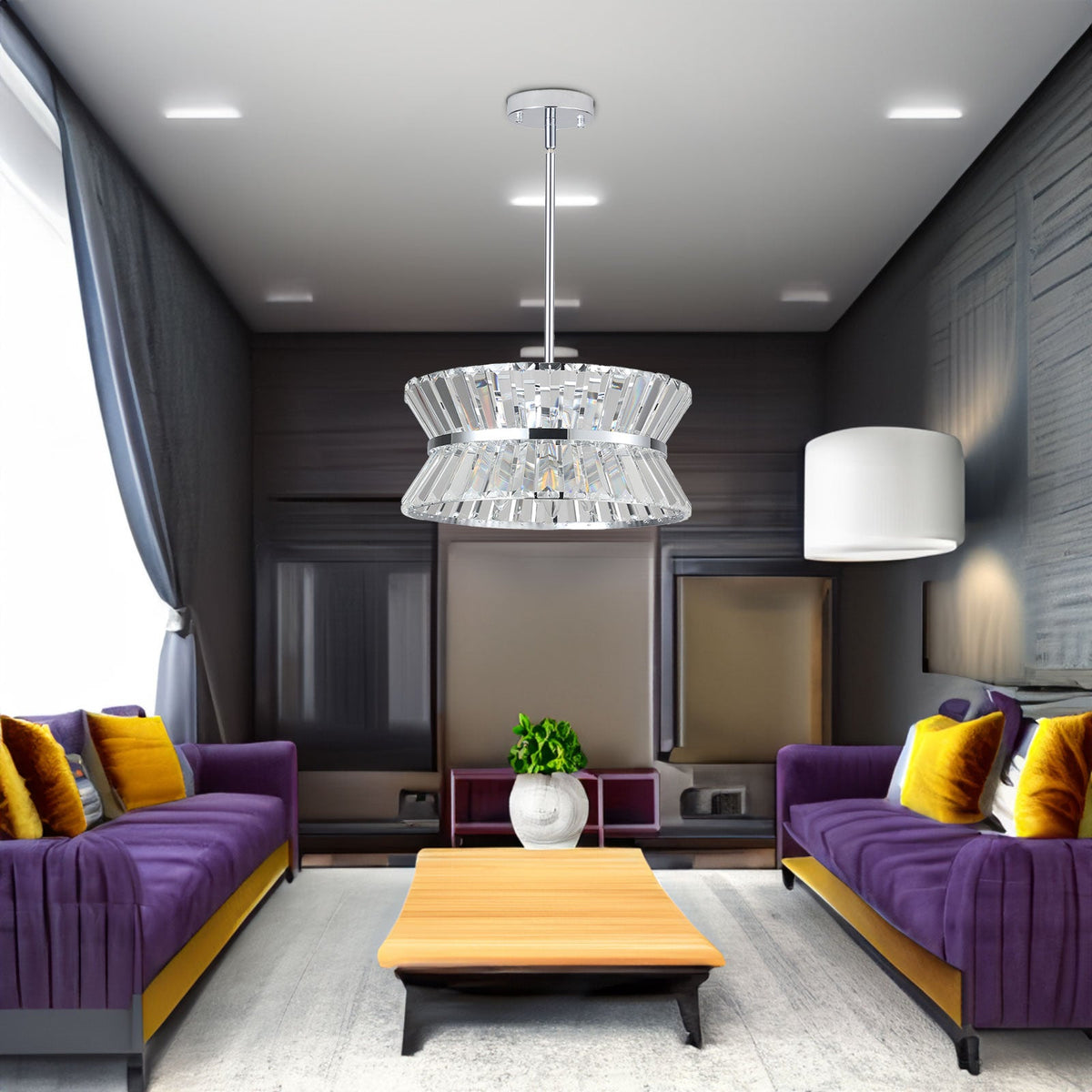 Modern Crystal Chandelier for Living-Room Round  Cristal Lamp
