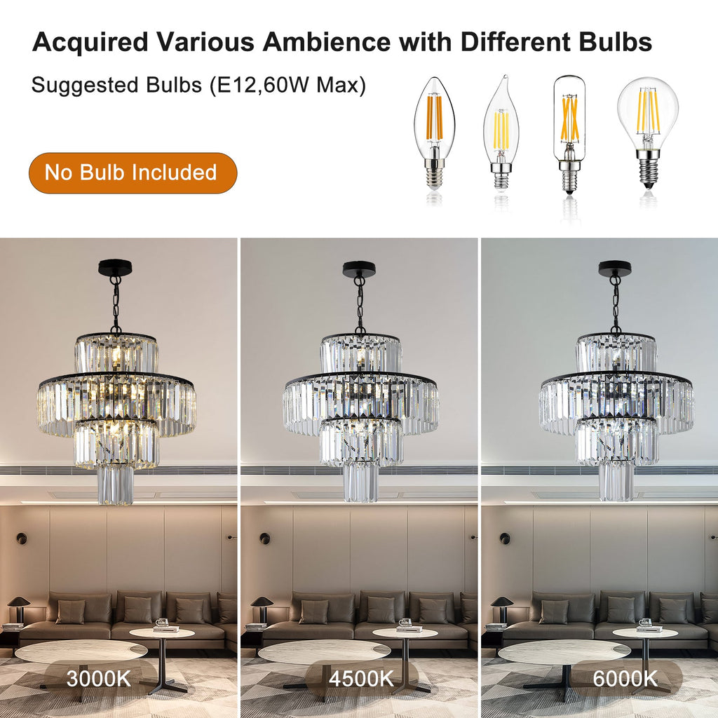 Black  Luxury Crystal Chandelier Light Fixture