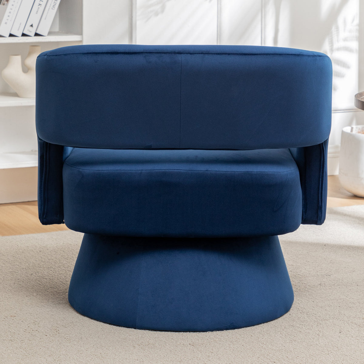 Swivel Barrel Chair, Velvet Accent Armchair 360 Degree Swivel