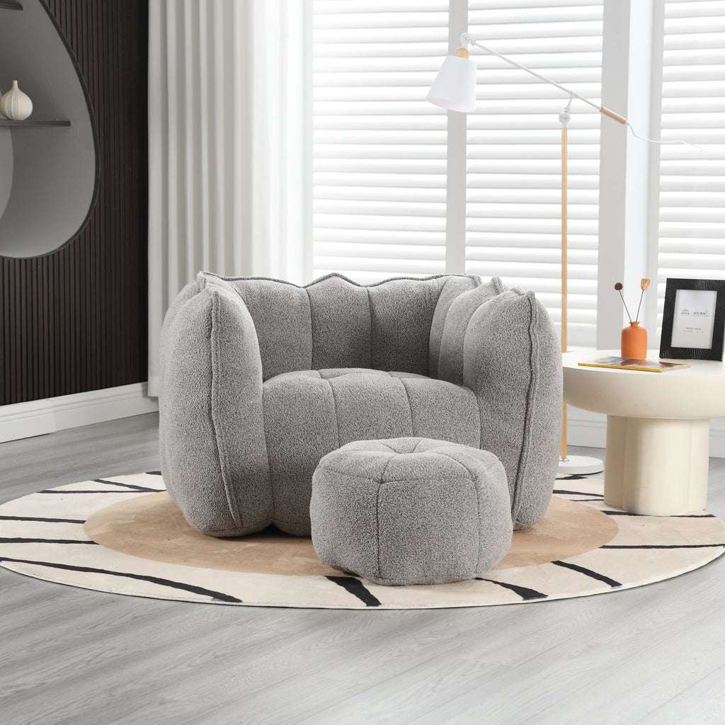 Soft Bean Bag Chair with High Resilient Foam with Footstool