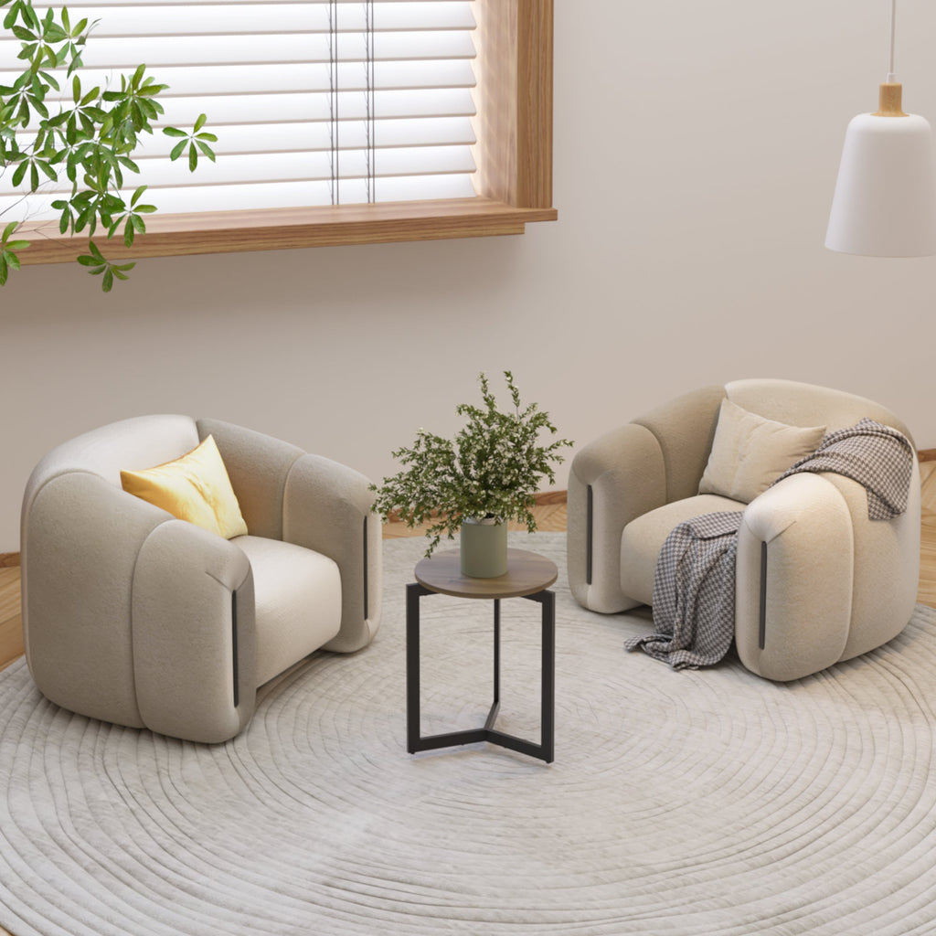 19.68''H Round Side Accent End Table with Sturdy Metal Frame