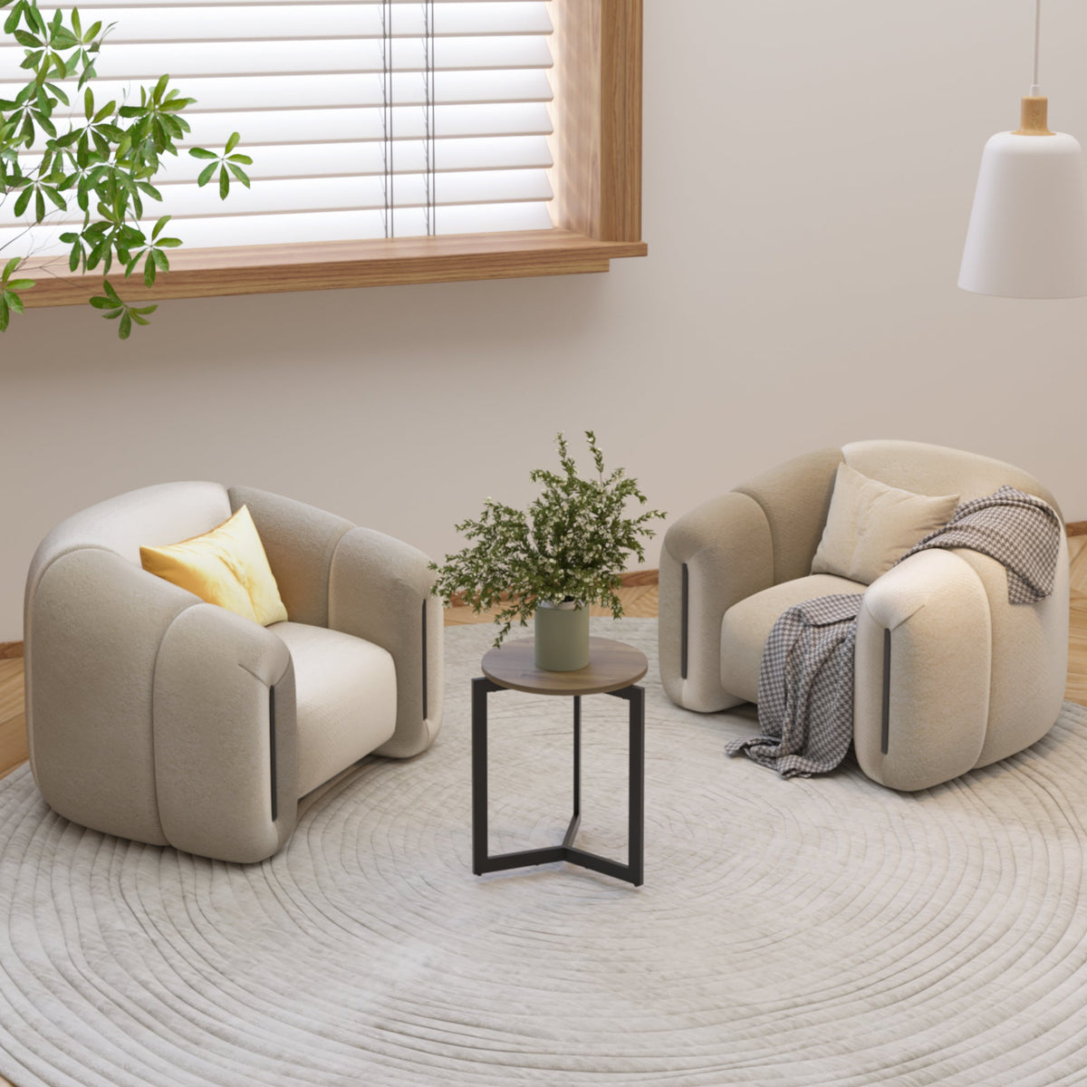 19.68''H Round Side Accent End Table with Sturdy Metal Frame