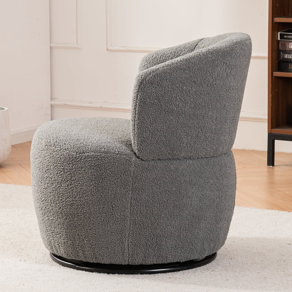 Grey Plush Swivel Accent Chair